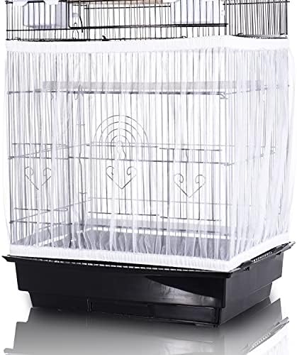 Tamu style Bird Cage Seed Catcher, Stretchy Mesh Skirt, 55-100 inch, White