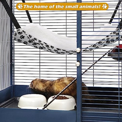 Jetec 2 Pack Cat Hammock for Cage, Zebra and Cat Paw Print, M
