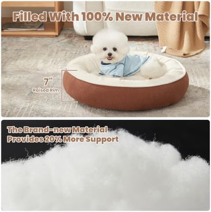 23 inches Soft Touch Fleece Donut Dog Bed for Small Dogs,Coffee