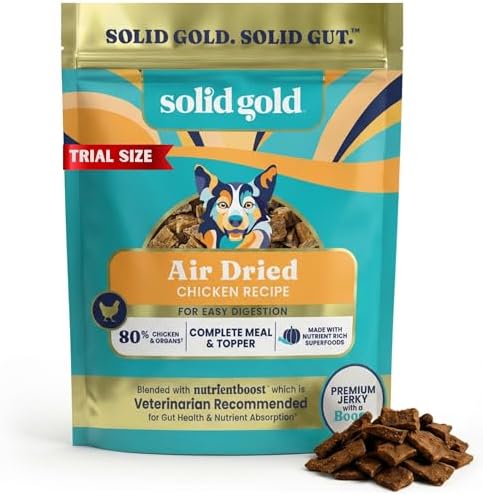 Solid Gold Air Dried Dog Food Topper & Treats for Picky Eaters, Chicken 4oz