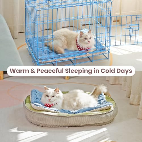 Self Warming Cat Bed, 36 X 23 Inch Reversible Two-Sided Use Self Heating Mat for Cats and Dogs, Washable Cat Warming Pad for Indoor Use, Cozy Flannel Base. (L - 36 X 23 Inch)