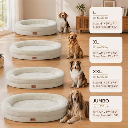 Waterproof Orthopedic Dog Bed for Medium Dogs, Light Beige