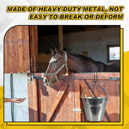 Hicarer 2 Pack Horse Feed Bucket Hooks Metal Water Holder Hanger, Black