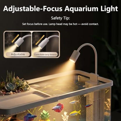 4 Gallon Fish Tank Aquarium Starter Kit with Filter and Light(Medium White)