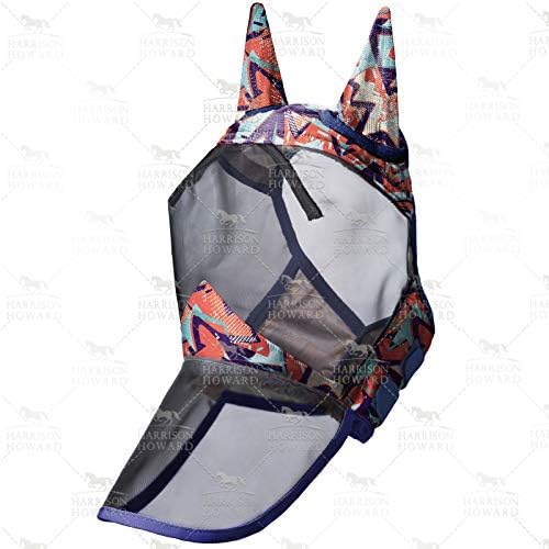 Harrison Howard LumiVista Horse Fly Mask Long Nose with Ears UV Protection for Horse Abstract Graffiti XL Extra Full