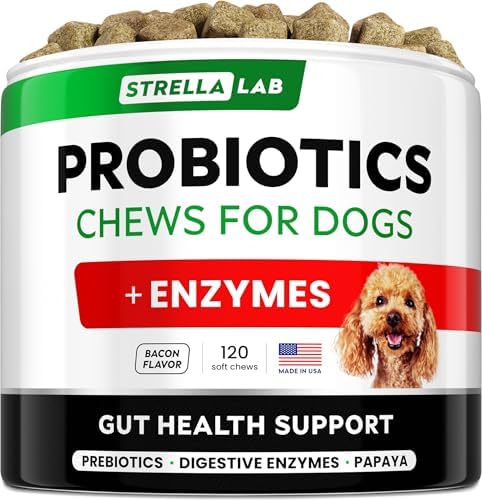 STRELLALAB Dog Probiotics Chews + Enzymes Gut Health Support