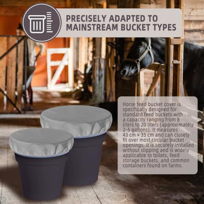 2-5 Gallon Horse Bucket Cover, Waterproof Horse Feed Bucket Cover, Lightweight and Easy to Use (Excluding Bucket, Grey)