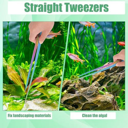 Aquarium Aquascape Tools Kit, 4 Pcs Stainless Steel Aquascaping Set