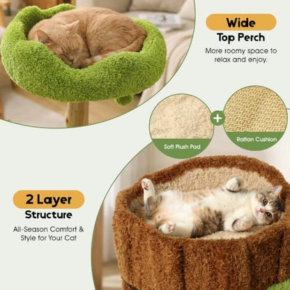 KAMABOKO 57" Tall Indoor Cat Tree, Large Tower with 2 Condos & Sisal Scratching Pad