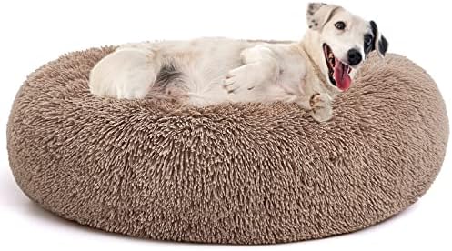 MIXJOY Orthopedic Dog Bed Comfortable Donut Cuddler Round Pet Beds Ultra Soft Washable Dog and Cat Cushion Bed (20''/23''/30'') (30'', Brown)