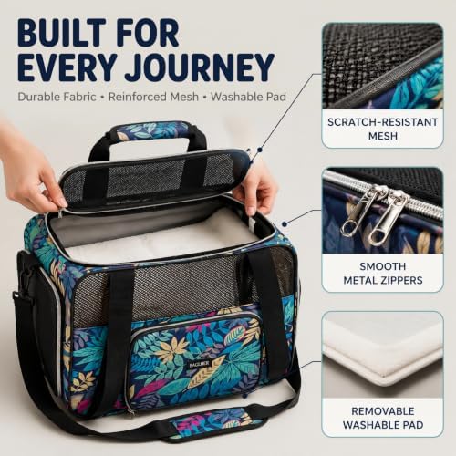 BAGLHER Pet Travel Carrier for Small Medium Cats & Dogs, Airline Approved Soft Sided