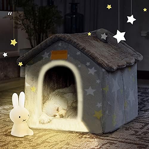 BXEBUI Dog House Indoor Memory Sponge, Foldable Dog House Kennel Bed Mat with Cushion for Small Medium Large Dogs Cats, Winter Warm Cat Nest Puppy Cave Sofa Pet Products (Large)
