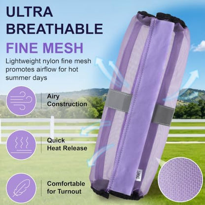 Horse Fly Boots Set of 4, Breathable Mesh Leg Wraps Violet Draft