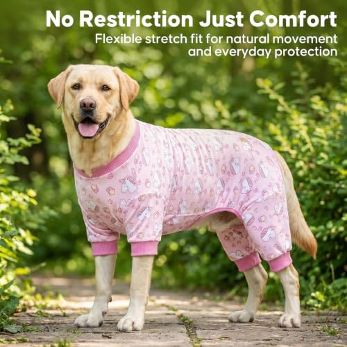 KYEESE Velvet Dog Pajamas for Medium Large Dogs Soft Onesie, Unicorn Pink