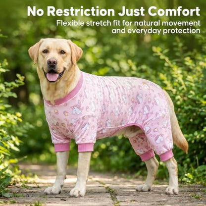 KYEESE Velvet Dog Pajamas for Medium Large Dogs Soft Onesie, Unicorn Pink