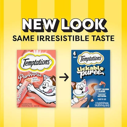 Temptations Creamy Puree Lickable Cat Treats, Salmon, 4 Count, 11 Pack