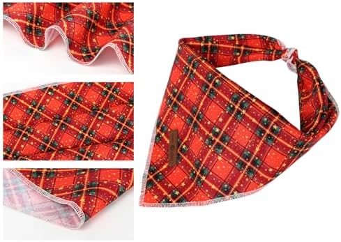 Lionet Paws Christmas Dog Bandana for Small Medium Dogs,Grid Dog Kerchief Washable Dogs Triangle Bibs Scarf for Girl or Boy