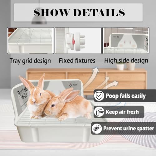 kathson Guinea Pig Litter Box,Bunny Potty Training,Plastic Square Small Animal Toilet,for Hamster Chinchilla Ferret Hedgehog Gerbil(White)