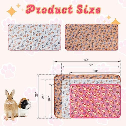 YUEPET Guinea Pig Blankets 3 Pack, Waterproof-Backed Fleece Liners, S