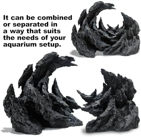 Allcolor Fish Tank Decor Rocks.Aquarium Decoration Model.Easy Superior Aquascape (Perched Canyon-15inch)