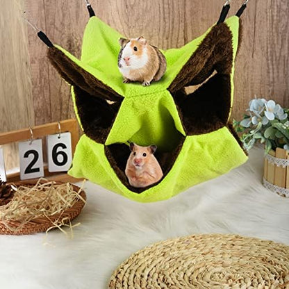3 Tier Ferret Rat Hammock, Guinea Pig Cage Accessories, Green