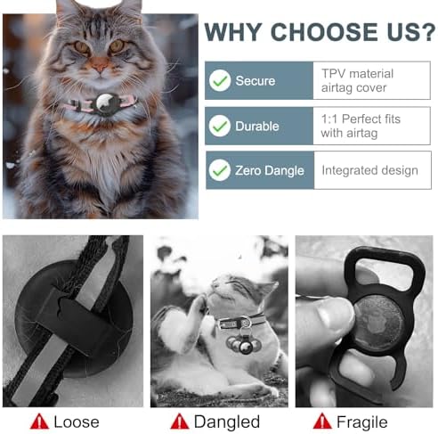 Reflective AirTag Cat Collar, Integrated Cat Collar with Air Tag Holder