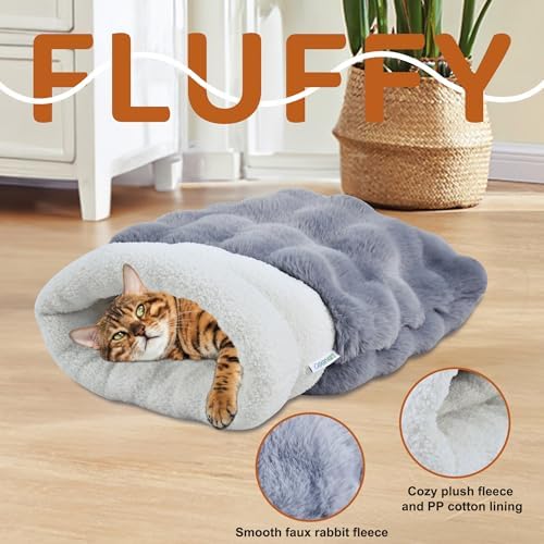 3 in 1 Semi-Enclosed Self Warming Burrow Cat Bed Sleeping Cave