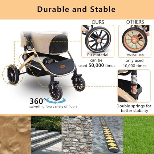 Pettingzoo Dog Stroller with Removable Carrier Foldable Pet Stroller,60 lbs