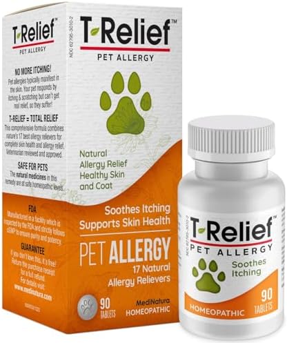 MediNatura T-Relief Pet Allergy Support Homeopathic Tablets, 90 Count