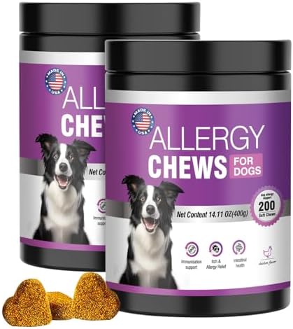 Dog Allergy Chews, Itchy Skin & Hot Spot Relief with Probiotics, 400 Count