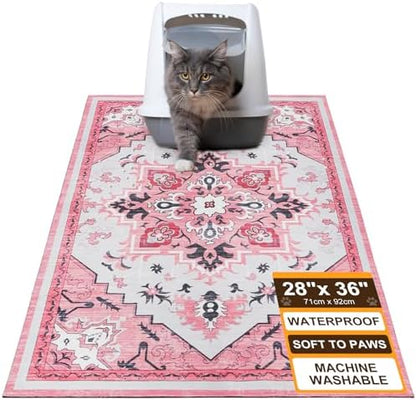 BEAUTYZOO Cat Litter Mat, 28" x 36" Large Litter Trapping Mat, Waterproof