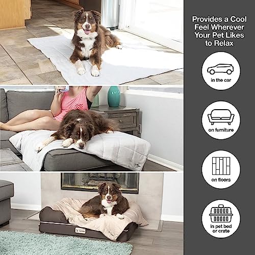 PetFusion Premium Cat and Dog Cooling Blanket. Lightweight Pet Blanket | Machine Washable | Multiple Sizes: for Pets Small to Extra-Large | Multiple Colors: Grey and Brown