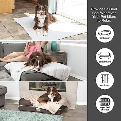 PetFusion Premium Cat and Dog Cooling Blanket. Lightweight Pet Blanket | Machine Washable | Multiple Sizes: for Pets Small to Extra-Large | Multiple Colors: Grey and Brown