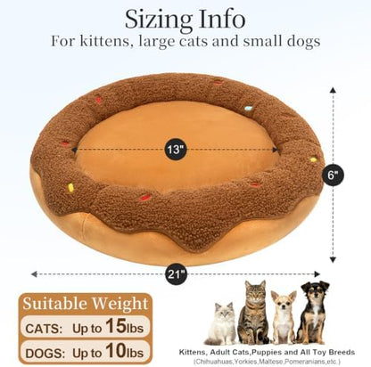 Donut Cat Bed, 21in Calming Small Dog Bed, Washable