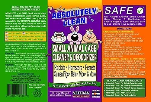 Absolutely Clean Amazing Small Animal Cage Cleaner - Just Spray/Wipe - Easily Removes Messes & Odors - Hamsters, Mice, Rats, Guinea Pigs, Ferrets - USA Made (16 oz Concentrate)