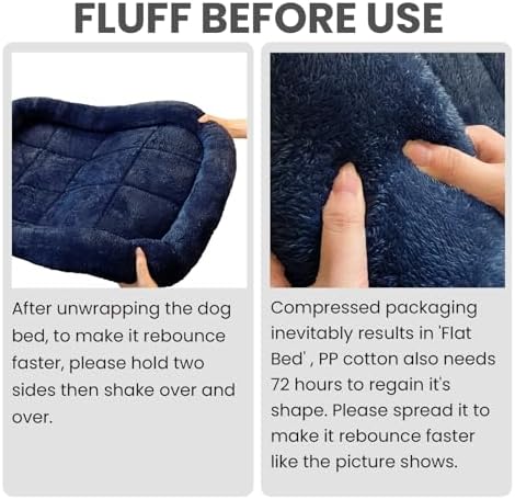 Patas Lague Small Dog Bed Bolster Pet Crate Mat 16''x12'' Navy Blue