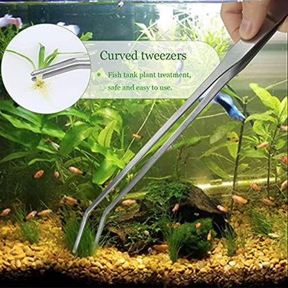 2 Pcs Feeding Tongs, Aquarium Tweezers Straight and Curved Tweezers Set