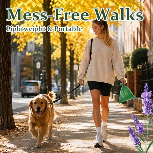 24 Rolls 360 Dog Poop Bags, Thick Dog Poo Bags for Walks (Green)