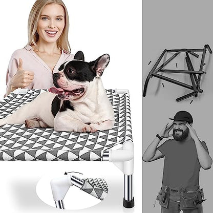 Kuntrust Elevated Outdoor Dog Bed for Small Pets，Fits up to 50lbs