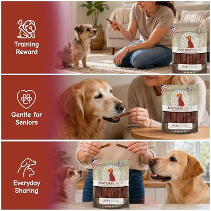 Loving Pets Natural Value Beef Sticks - Soft Jerky Dog Treats for Large & Small Breeds - Healthy Gluten, Wheat, Soy & Grain Free Pet Treats for Dogs