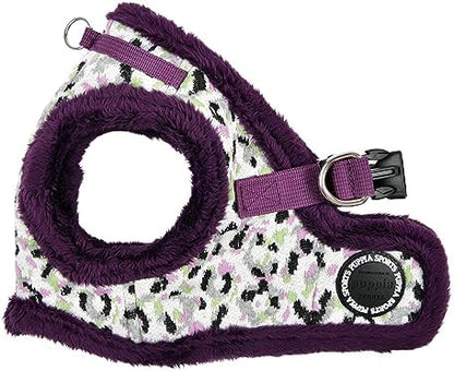 Puppia Huxley Vest Dog Harness Step-in Warm Winter Leopard Pattern for Small and Medium Dog, Purple, Small