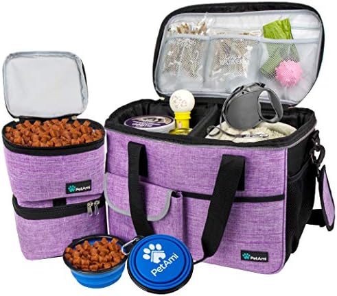 PetAmi Dog Travel Bag Organizer, Pet Supplies Diaper Tote, Purple Medium