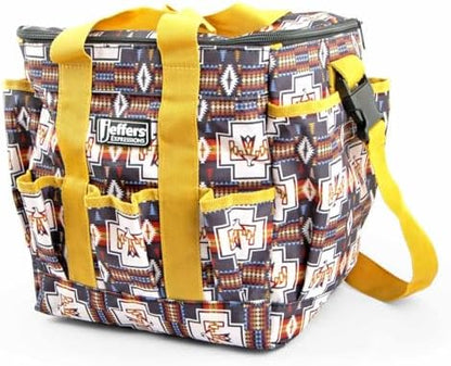 Jeffers Expression Deluxe Horse Grooming Bag – Large Zip Top Equestrian Tote w/Multiple Pockets, Handles & Adjustable Shoulder Strap, Padded Feet, Barn Essentials 11.5"x10.5"x8.5" - Thunderbird