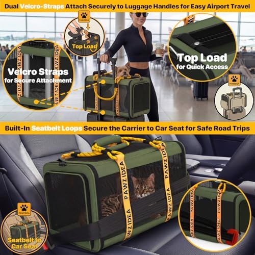 PAWZIDEA Expandable Pet Carrier for Small Cats & Dogs, TSA Airline Approved