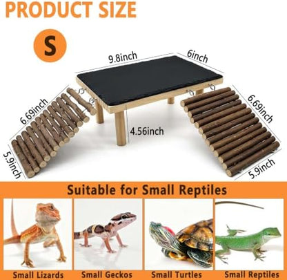 Bearded Dragon Basking Platform with Climbing Ramp,Reptile Basking Rock,S