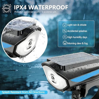 Solar Pet Stroller Light with Horn, Waterproof Dog Cat Stroller Safety LED Lights with 3 Modes & USB-C PD Charging, Ultra Bright Night Walking Warning Spotlight for Dog Jogger