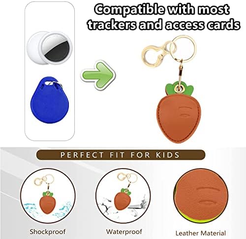 BORKUANA PU Leather Keychain Holder Protective Case Compatible with AirTag