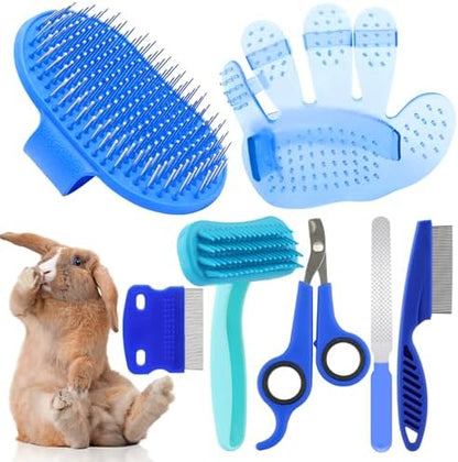 Rabbit Grooming Kit, Rabbit Brush for Shedding with Bunny Nail Clipper, Rabbit Nail Trimmers with Pet Combs for Hamster Guinea Pig Ferret by KALAMANDA