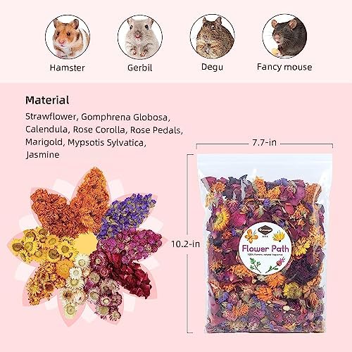 Niteangel Natural & Soft Hamster Bedding Mate: Air-Dried Flowers & No-Add