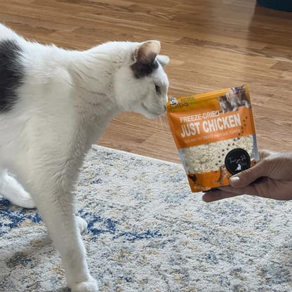 Freeze Dried PureBite Toppers Snacks for Dogs & Cats Boosting Nutrient Intake in Raw or Kibble-Fed Pets, Ideal for Picky Eaters and Training (2.0 oz, Chicken Powder & Chunks)
